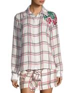 Patbo Embroidered Button-front Blouse
