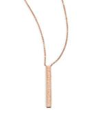 Ef Collection Diamond & 14k Rose Gold Vertical Bar Pendant Necklace