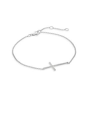 Effy Diamond & 14k White Gold Cross Tennis Bracelet