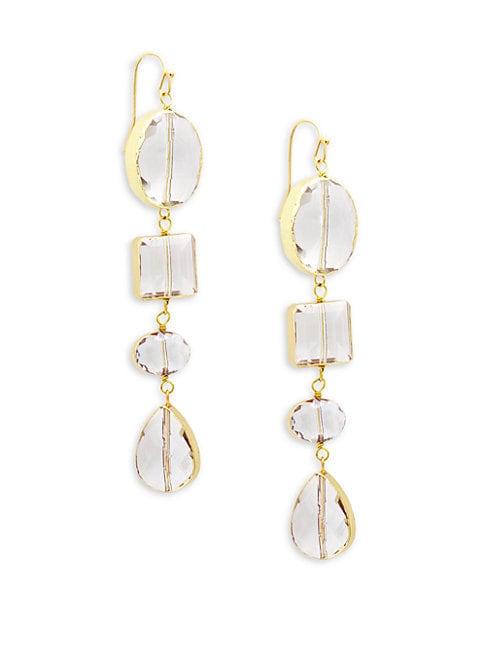 Panacea Goldtone Clear Crystal Cascading Drop Earrings
