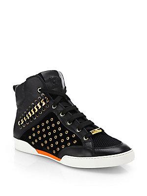 Versace Leather High-top Sneakers