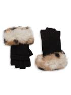 Adrienne Landau Rabbit Fur-trim Wool-blend Gloves