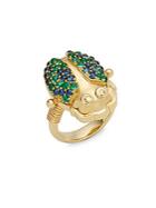 Temple St. Clair Crystal And 18k Yellow Gold Scarab Ring