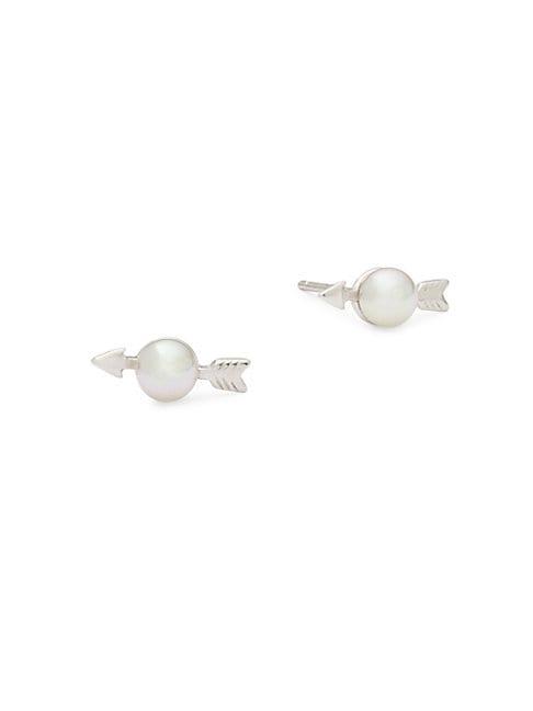 Majorica Arrow Organic Pearl Sterling Silver Earrings