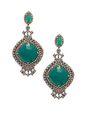 Bavna Green Onyx & Diamond Earrings