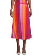 Olivia Rubin Penelope Rainbow Stripe Sequin Midi Skirt