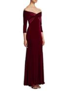Theia Off-the-shoulder Velvet Gown