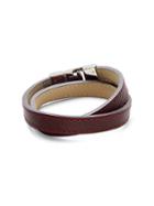 Thompson Of London Stainless Steel & Leather Doubled Bracelet