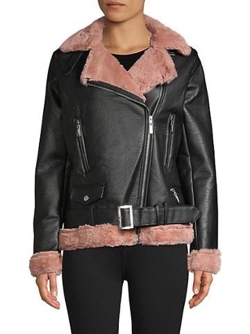 Joujou Faux Fur-accented Faux Leather Jacket