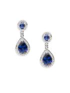 Effy Velvet Bleu 14 Kt. White Gold Ceylon Sapphire And Diamond Earrings .31 Ctw