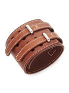 Herm S Vintage Double Buckle Leather Cuff