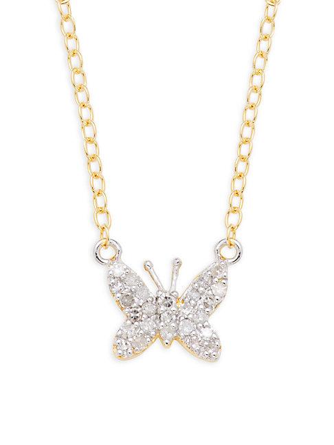 La Soula 14k Goldplated Sterling Silver & Diamond Butterfly Pendant Necklace