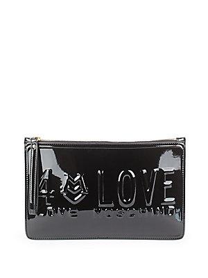 Love Moschino Top Zip Faux Leather Pouch
