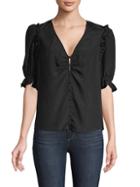Joie Ruffled-trimmed Button-front Top