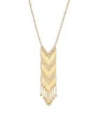 Saks Fifth Avenue 14k Yellow Gold Beaded Tassel Pendant Necklace