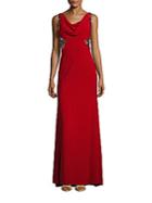 Carmen Marc Valvo Infusion Infusion Embellished Cowlneck Gown