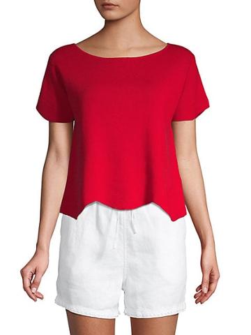 Raffi Cotton Scalloped Cotton Top