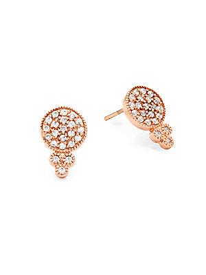 Freida Rothman Crystal And Sterling Silver Stud Earrings