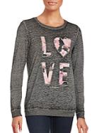 Betsey Johnson Performance Long Sleeve Floral Love Pullover