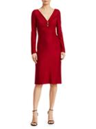 St. John Evening Shimmer Wool-blend V-neck Dress