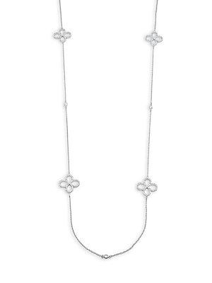 Freida Rothman Classic Cubic Zirconia & Sterling Silver Open Pave Clover Station Wrap Necklace