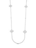 Freida Rothman Classic Cubic Zirconia & Sterling Silver Open Pave Clover Station Wrap Necklace