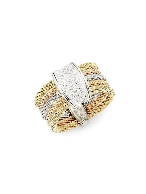 Alor Classique Diamond 18k Two-tone Gold Cable Ring