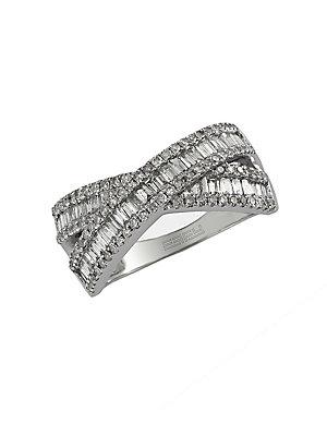 Effy Diamond & 14k White Gold Crossover Ring