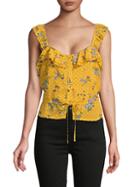 Astr The Label Floral-print Ruffled Top
