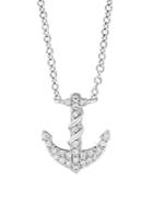 Effy Diamond & 14k White Gold Anchor Pendant Necklace
