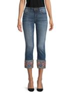 Driftwood Floral-embroidered Cropped Skinny Jeans