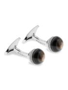 Zegna Black Mother-of-pearl & Sterling Silver Sphere Cufflinks