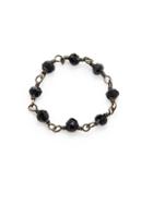 Adornia Fine Jewelry Black Spinel And Silver Rosary Bead Ring