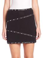 The Kooples Studded Leather-trimmed Skirt