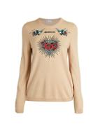 Redvalentino Floral Embroidery Wool Cashmere Sweater