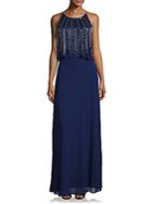 Aidan Mattox Two-tiered Embellished Popover Bridesmaid Gown