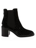 Jimmy Choo Black Glitter Spotted Crystal Welt Booties