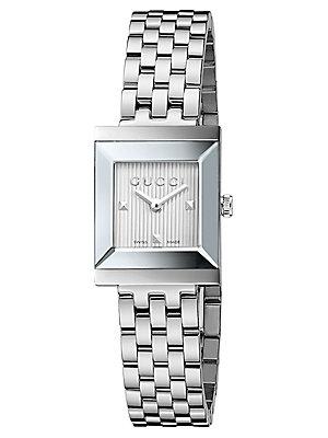 Gucci Ladies' G-frame Watch With Silvertone Guilloche Dial