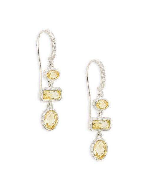 Judith Ripka Sterling Silver & Canary Crystal Drop Earrings