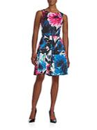 Taylor Floral-print Scuba Fit-and-flare Dress