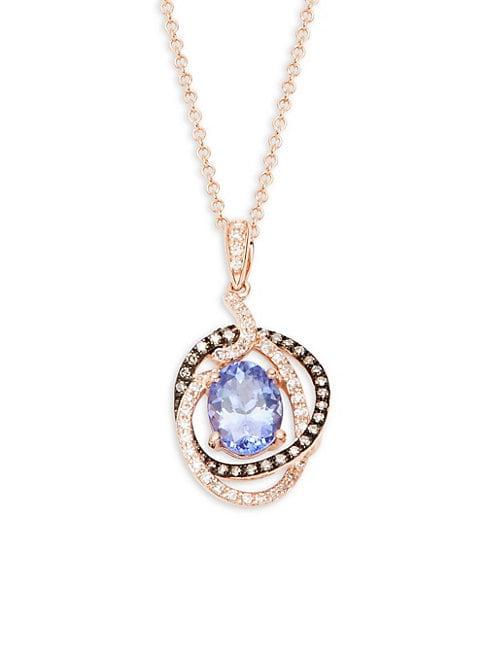 Effy Diamond & Tanzanite 14k Rose Gold Pendant Necklace