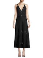 Versace Collection Belted Cotton-blend Midi Dress