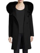 Sofia Cashmere Fox Fur-trimmed Wrap Coat