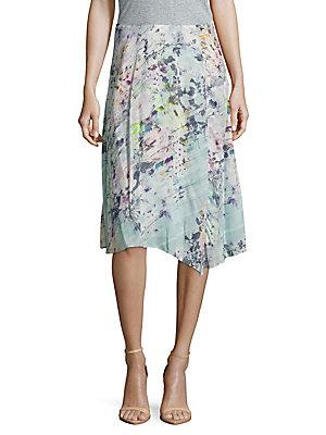 Basler Floral-print Asymmetric Skirt