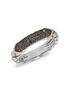 Effy Sterling Silver & 18k Gold Black Diamond Ring