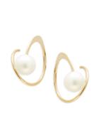 Saks Fifth Avenue 14k Yellow Gold Angled Faux Pearl Stud Earrings