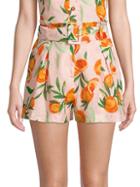 Parker Carlo Orange Print Linen Shorts