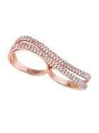 Effy Diamond & 14k Rose Gold Two-finger Earrings