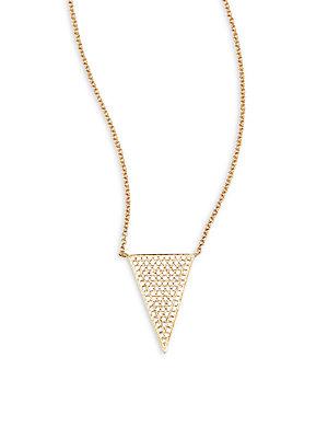 Ef Collection 14k Yellow Gold Triangle Pendant Necklace