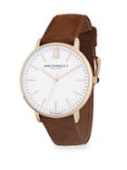 Bruno Magli Stainless Steel And Rose Gold Ion Plated Leather Strap Watch